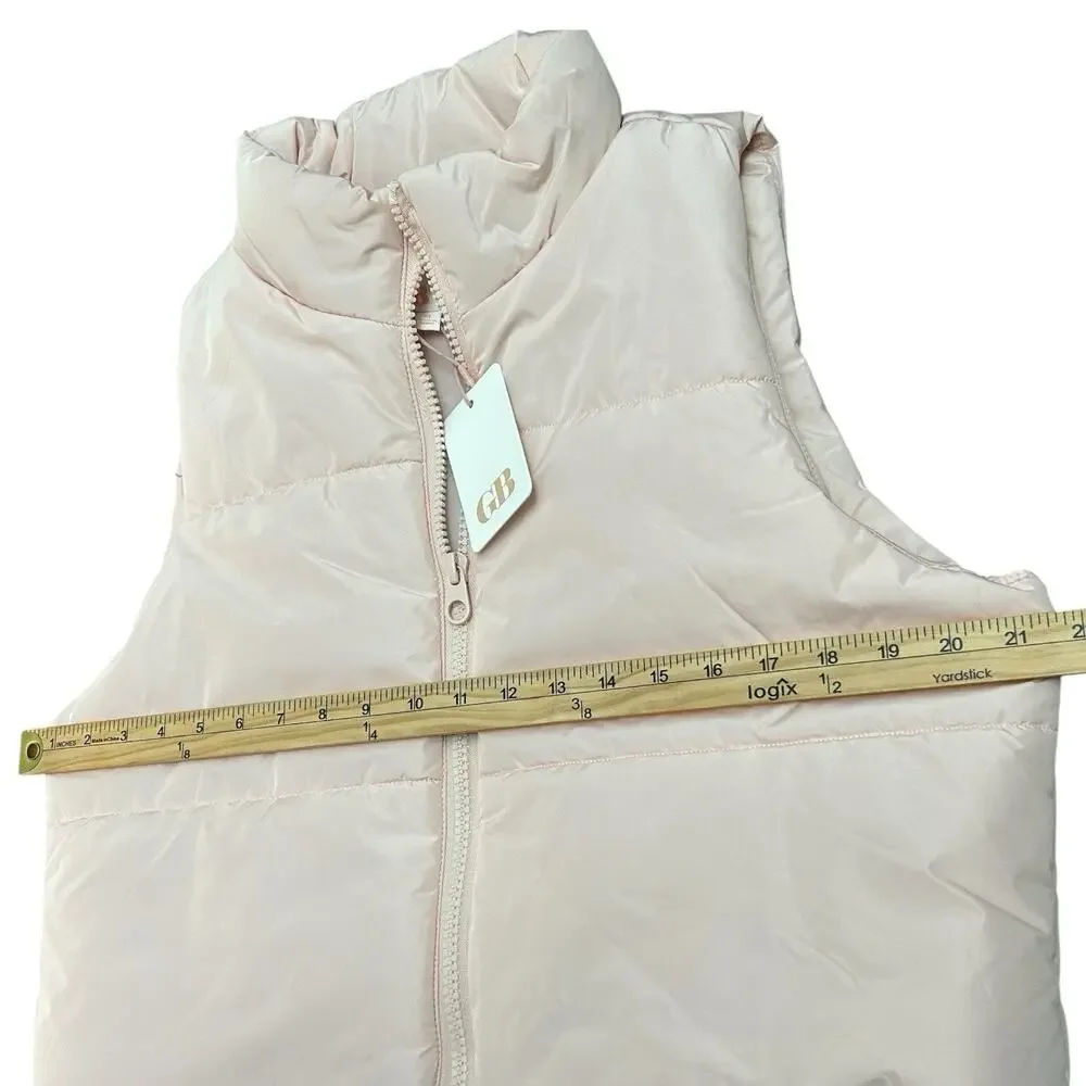 NWT Gianni Bini GB Girls Sz Xl Light Pink Quilted Puffer Vest Sleeveless Jacket